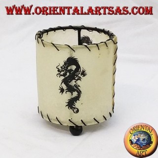 Leather dragonfly holder with cylindrical dragon