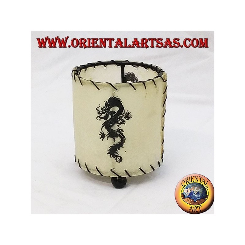Leather dragonfly holder with cylindrical dragon