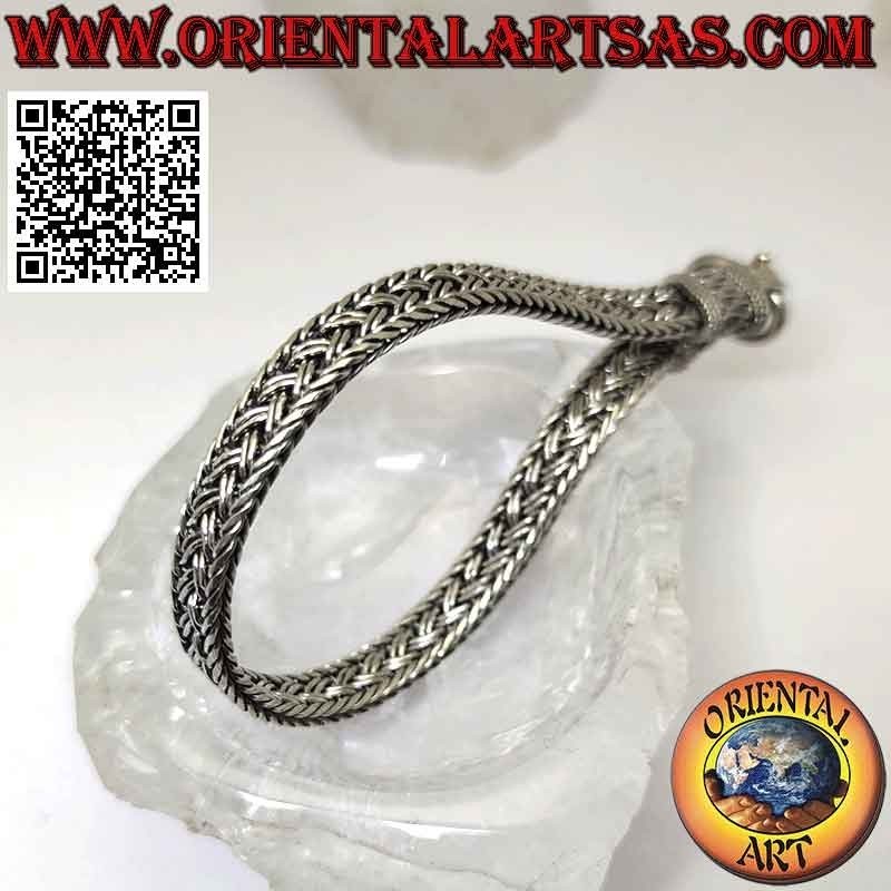 copy of Pulsera trenzada doble plana de plata 925 ‰ con serpentina (21)