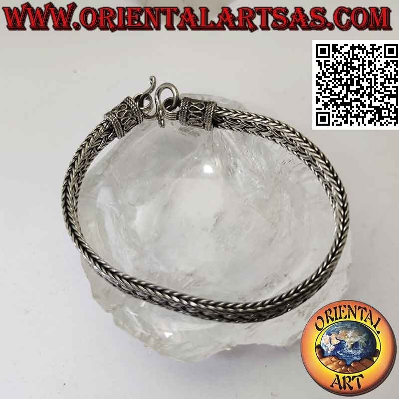 copy of Doppeltes Flachgeflechtarmband aus 925‰-Silber mit Serpentin (21)
