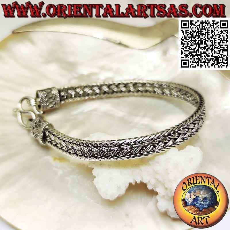 copy of Bracelet double tresse plate en argent 925‰ avec serpentine (21)