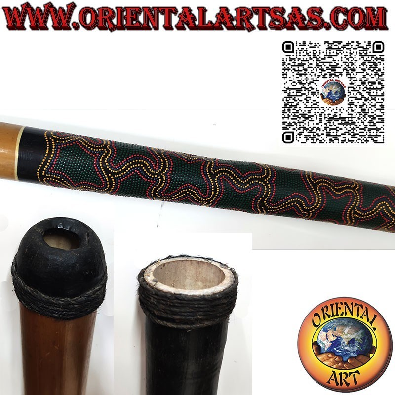 Didgeridoo australiano de bambú pintado a mano con técnica aborigen