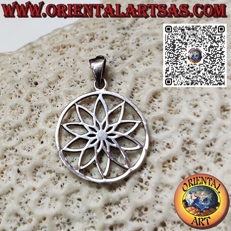 Pendentif Mandala Géométrique Fleur de Lotus Argent 925 | Oriental Art