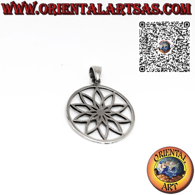 Pendentif Mandala Géométrique Fleur de Lotus Argent 925 | Oriental Art