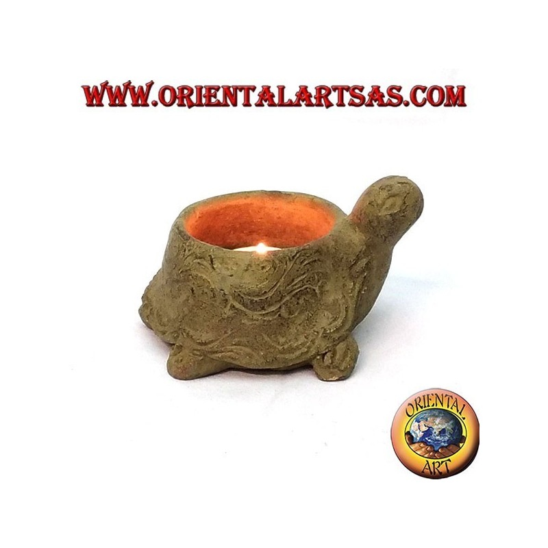 Candle holder in turtle terracotta