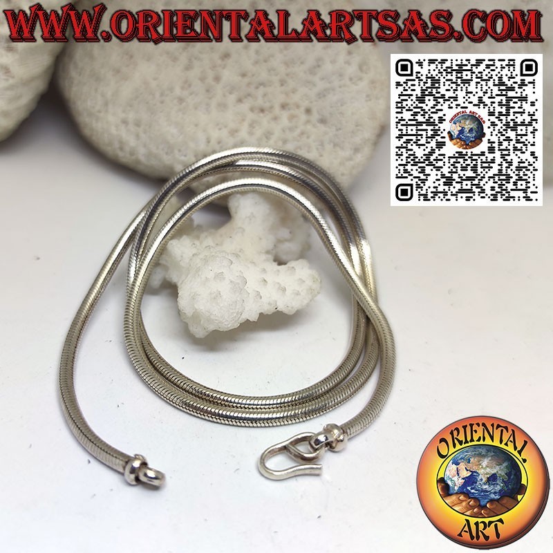Collar de eslabones de serpiente de 52 cm x 3 mm en plata 700 ‰