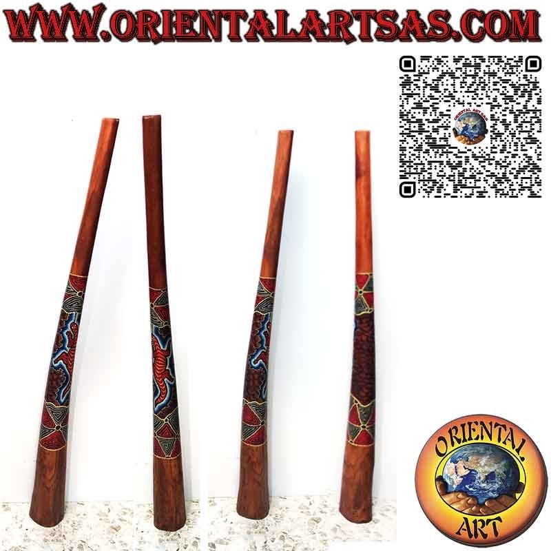 Didgeridoo australiano fabricado en madera de caoba pintado con técnica aborigen