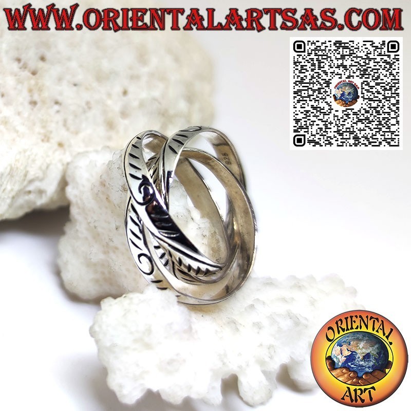 Anello in argento 925 a 3 anelli da 4 mm. modello cartier con incisoni