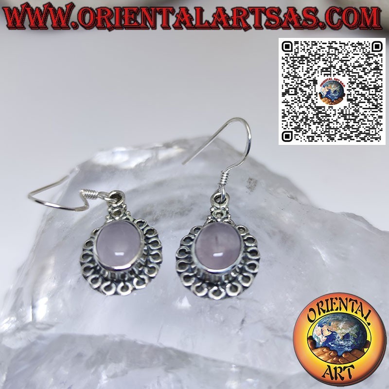 Orecchini in argento con quarzo rutilato (golden quartz) tondo