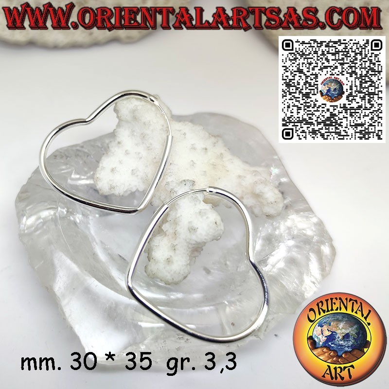 925‰ silver earrings with tubular circles in the shape of a heart, love