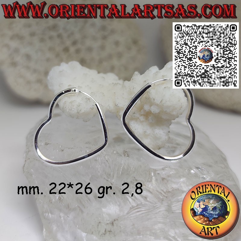 Boucles d'oreilles en argent 925‰ avec cercles tubulaires en forme de coeur, amour