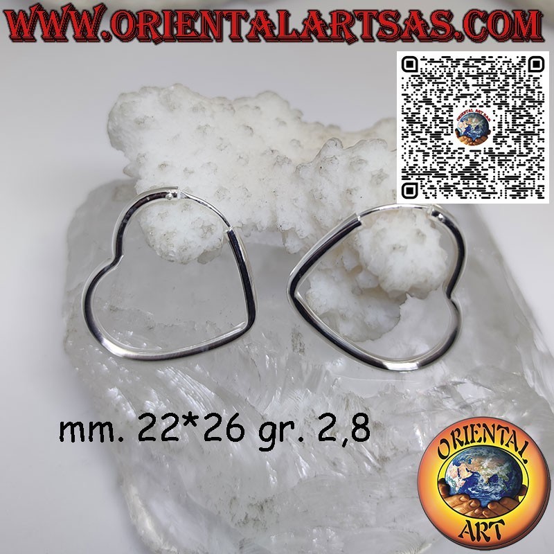 925‰ silver earrings with tubular circles in the shape of a heart, love