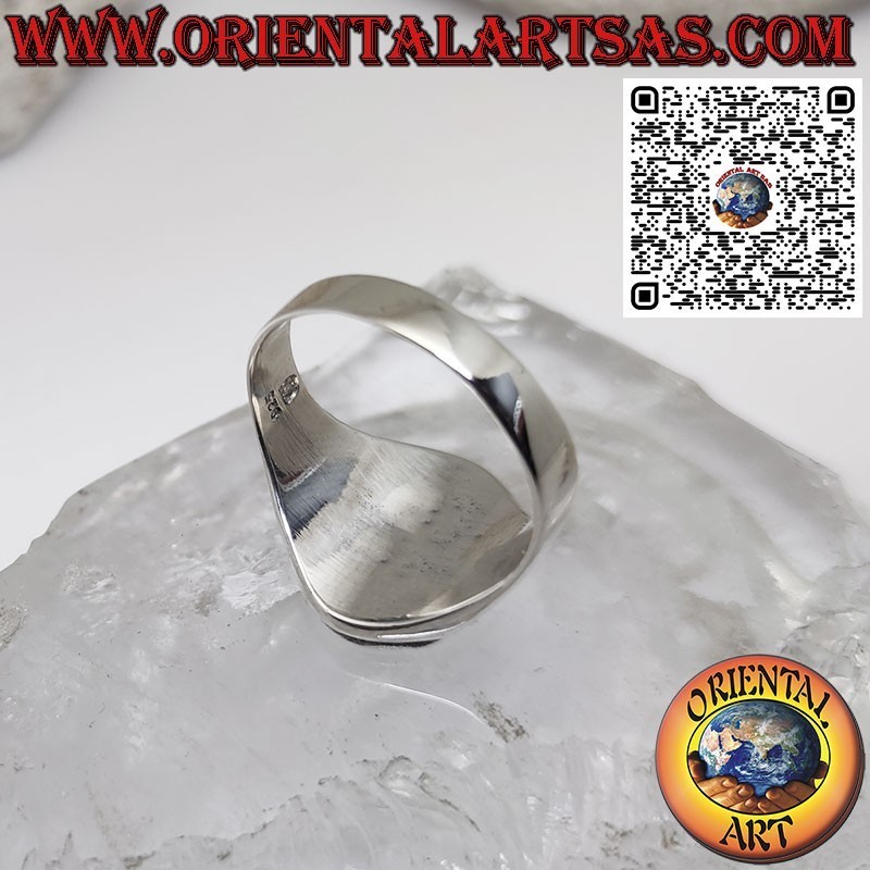 Glatter ovaler Silberring mit erhabener Basis im Chevalier-Stil