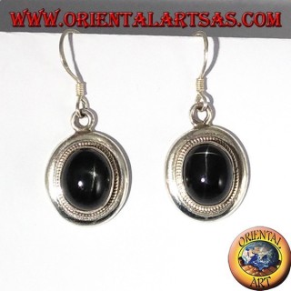 Boucles d'oreilles en argent avec étoile noire