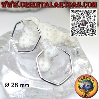 Orecchino in argento esagonale tubolare da 2 mm. lisci