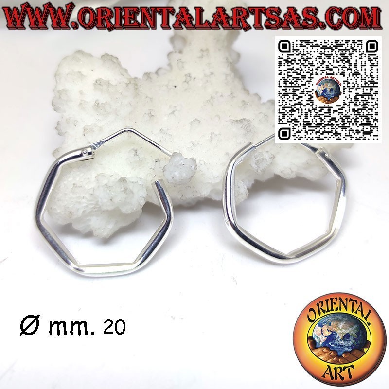 2 mm röhrenförmiger sechseckiger Silberohrring. glatt