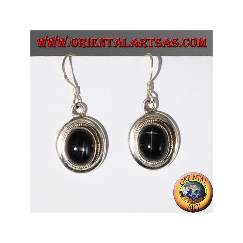 Silver earrings with Black star
