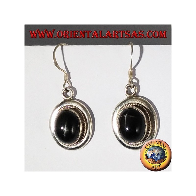 Pendientes de plata con la estrella Negro