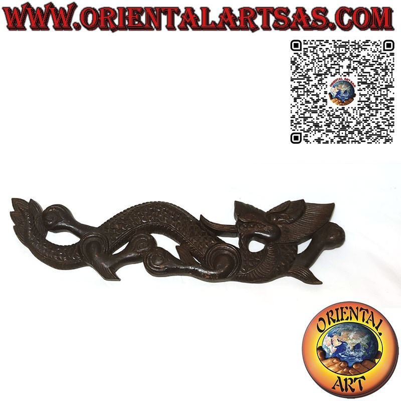 Dragón de pared de madera hecho a mano a mediados del siglo XX en Nepal