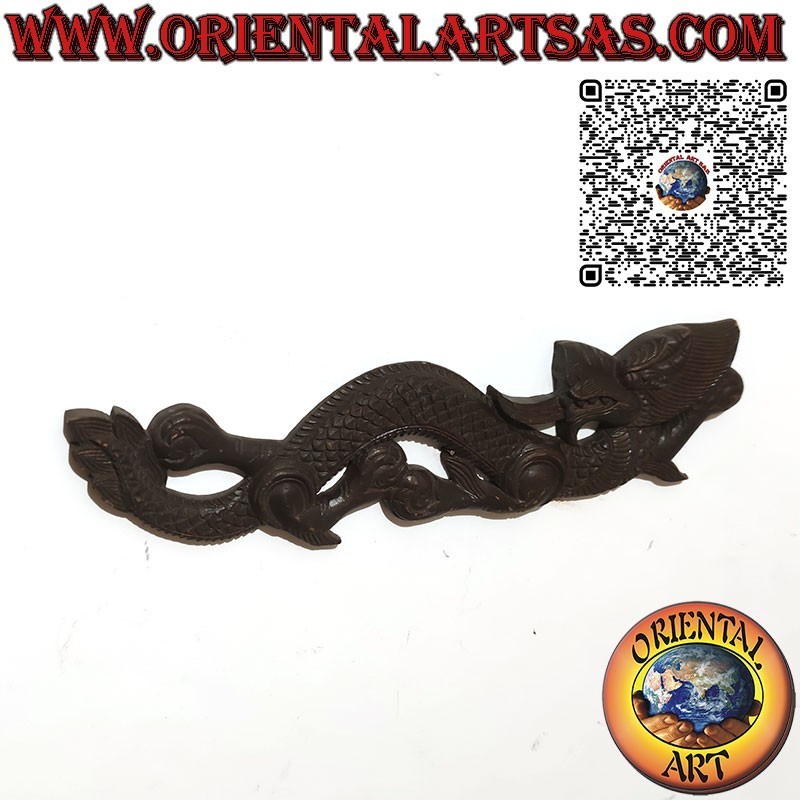 Dragon the wooden wall made by hand in the mid-20th century in Nepal