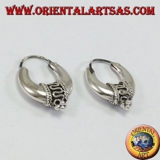 pendientes de plata, círculo decorado media luna 20 mm