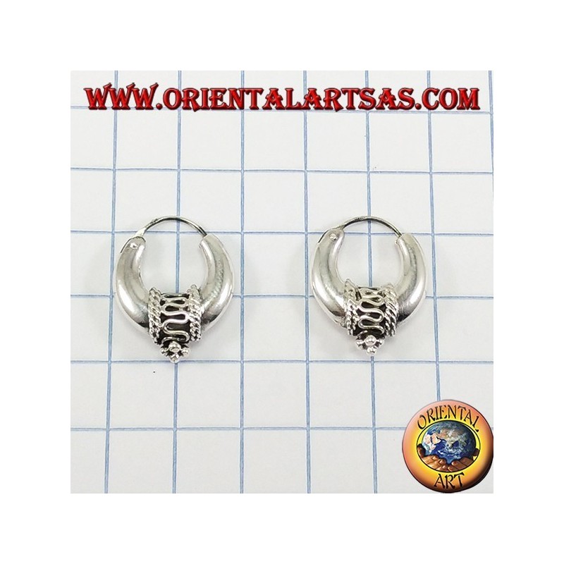 Silber-Ohrringe, verziert sichel Kreis 20 mm