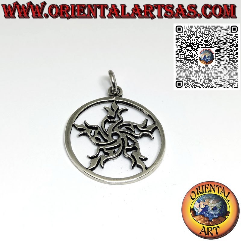 Pendentif en argent étoile de feu dans le cercle symbole de protection