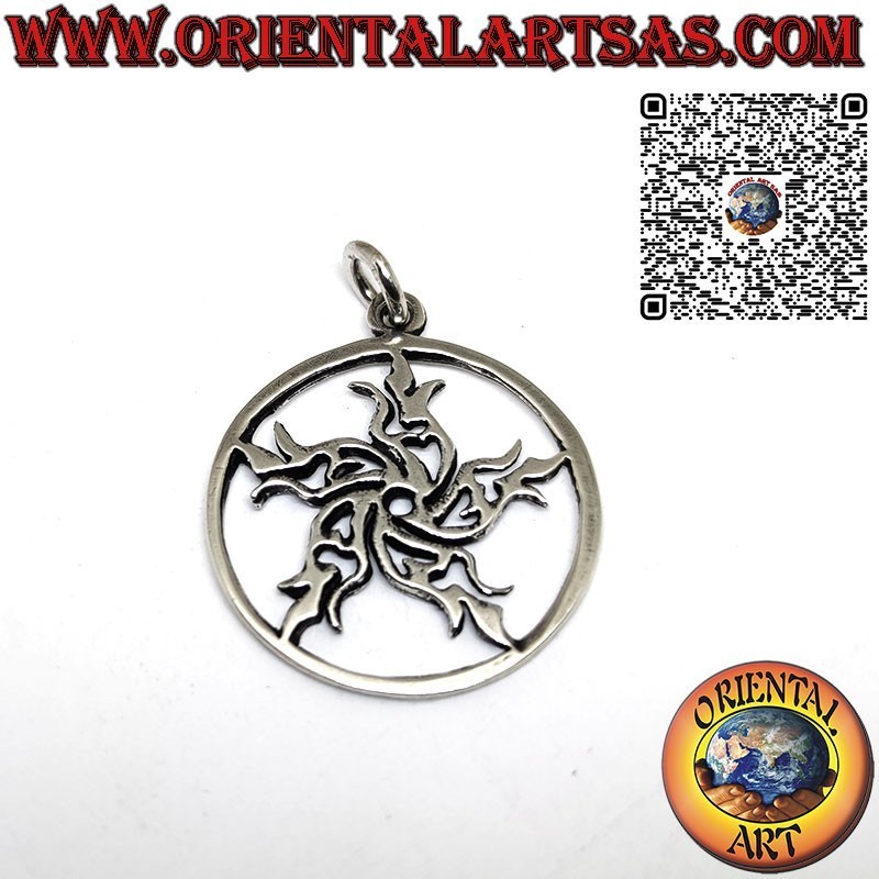 Pendentif en argent étoile de feu dans le cercle symbole de protection