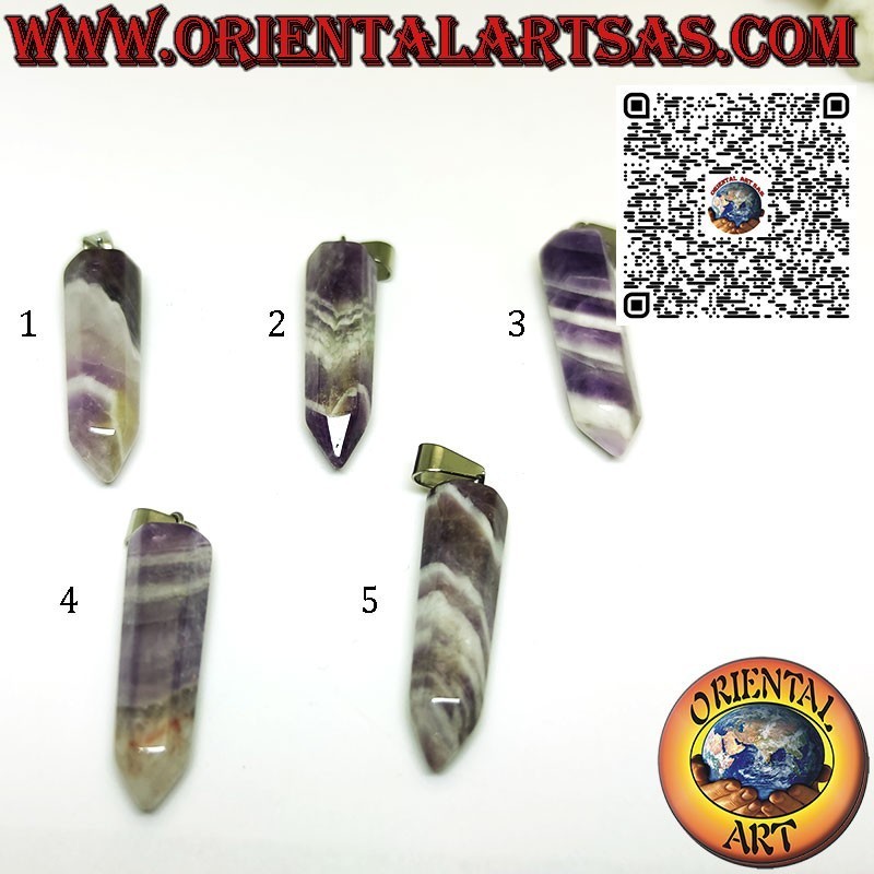 Colgante Amatista Chevron Natural Punta Hexagonal