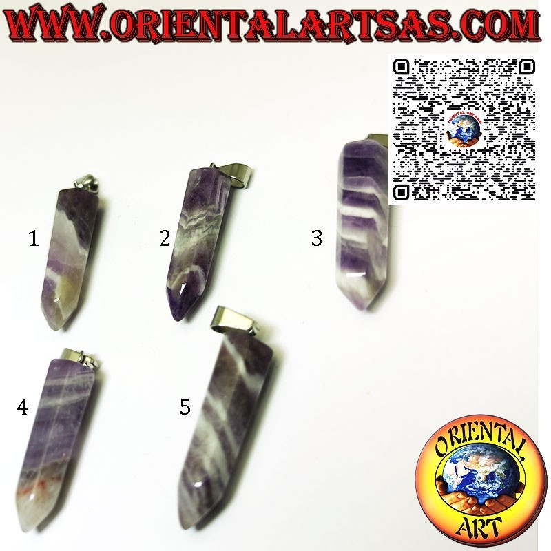 Chevron-Amethyst-Anhänger Spitz Sechseckig Natur | Oriental Art
