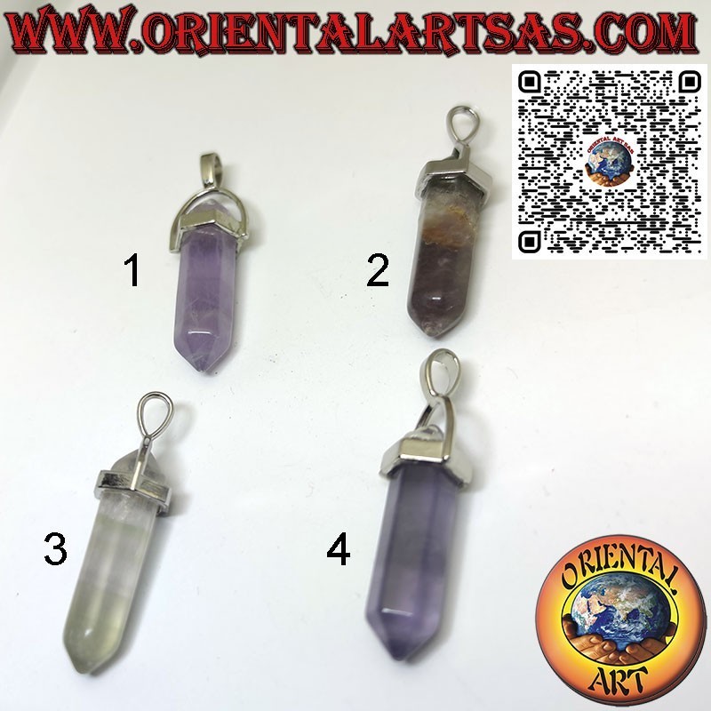 Pendentif Fluorite Naturelle Poli | Prisme Hexagonal Biterminé