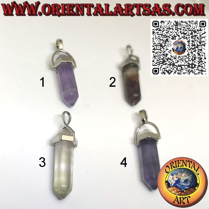 Pendentif Fluorite Naturelle Poli | Prisme Hexagonal Biterminé