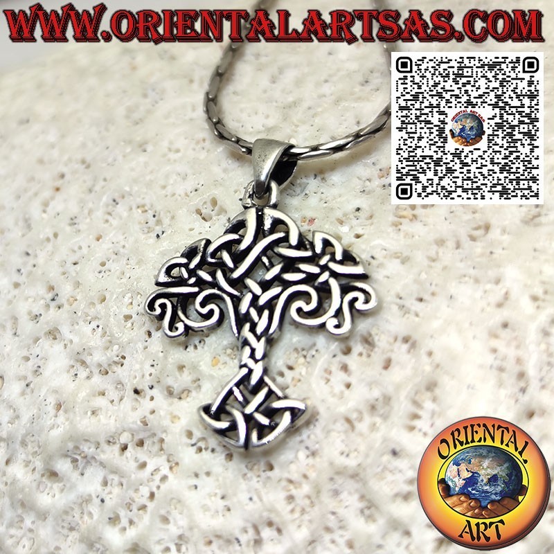 Pendentif en argent, Yggdrasil (arbre de vie) avec noeuds Tyrone
