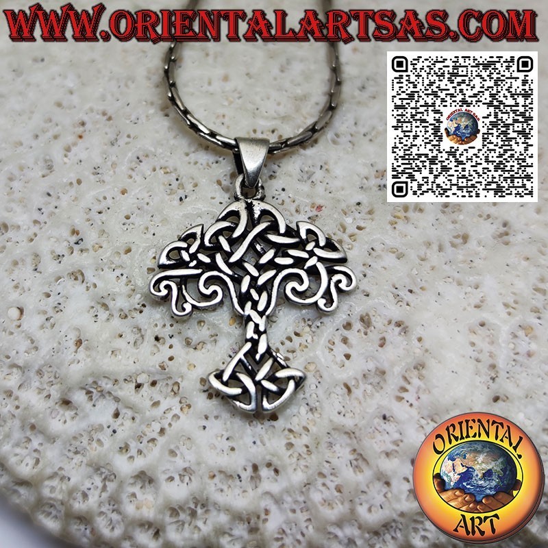 Pendentif en argent, Yggdrasil (arbre de vie) avec noeuds Tyrone