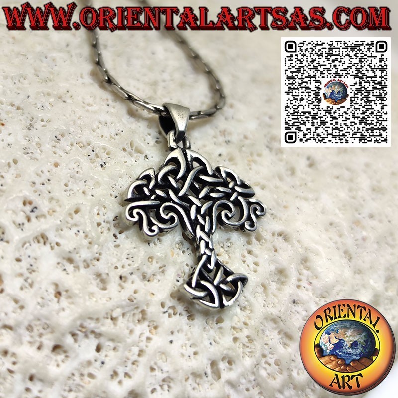 Pendentif en argent, Yggdrasil (arbre de vie) avec noeuds Tyrone