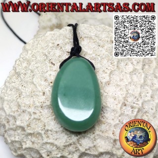 Pendentif en aventurine verte naturelle roulée avec cordon