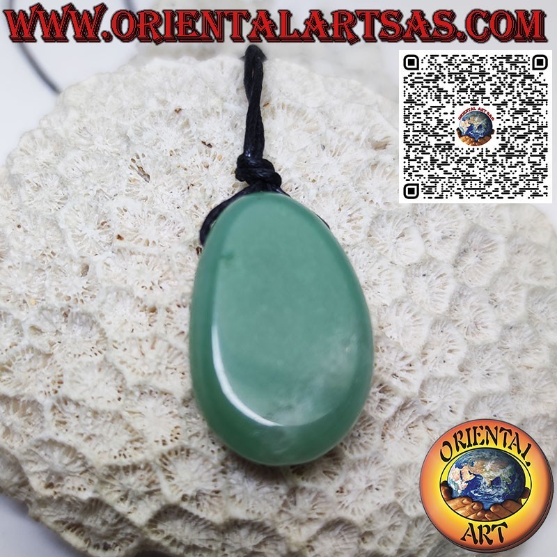 Pendentif Aventurine Verte Naturelle Roulée | Cordon Inclus