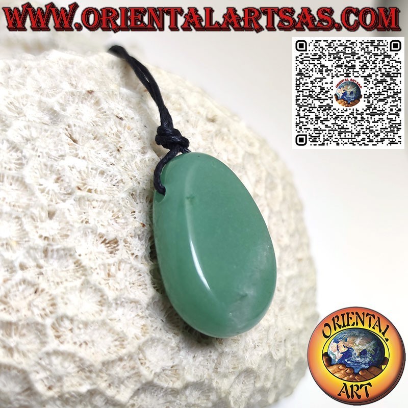 Pendentif Aventurine Verte Naturelle Roulée | Cordon Inclus