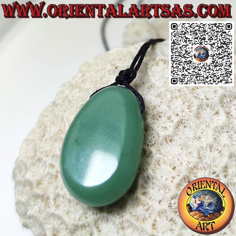 Pendentif Aventurine Verte Naturelle Roulée | Cordon Inclus
