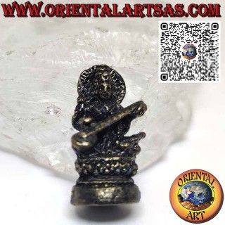 Figura de latón de Saraswati consorte de Brahma de 3,3 cm