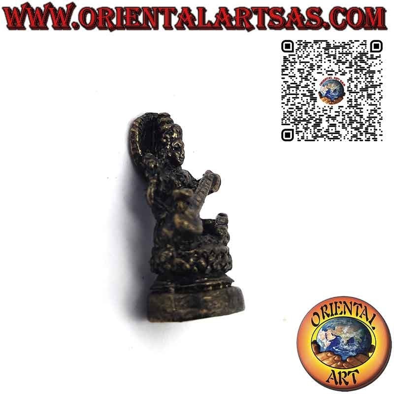 Figura de latón de Saraswati consorte de Brahma de 3,3 cm