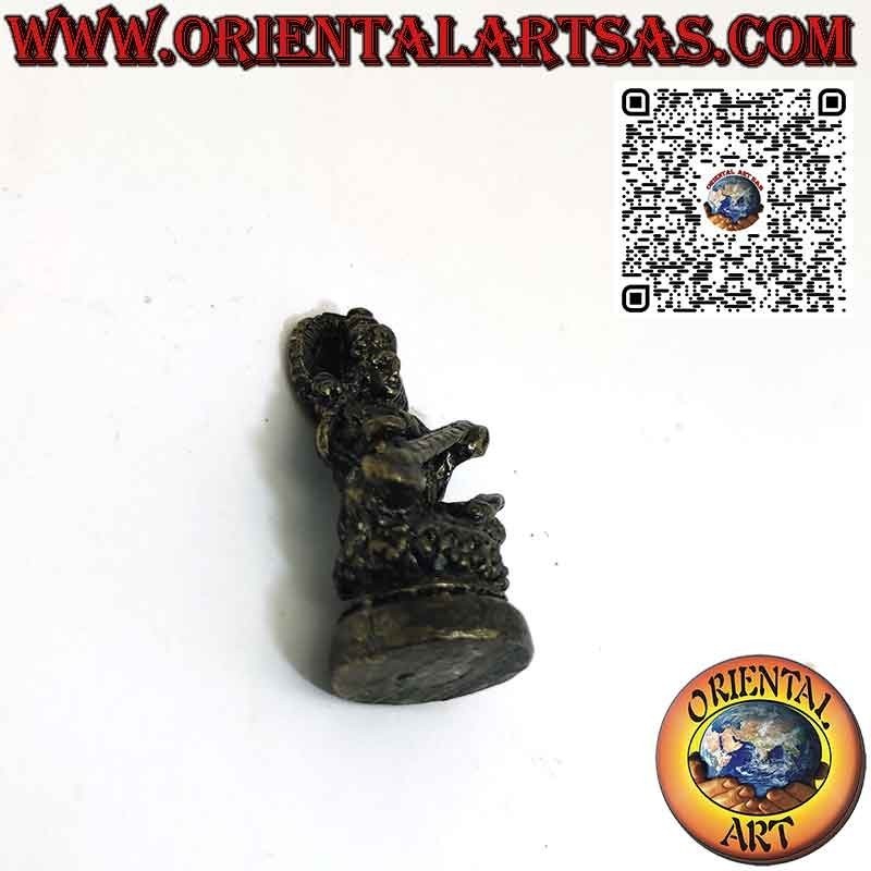 Brass figurine of Saraswati consort of Brahma measuring 3.3 cm