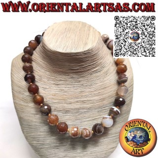 Choker-Halskette, Botswana-Achat mit 16-mm-Kugeln, Silberverschluss