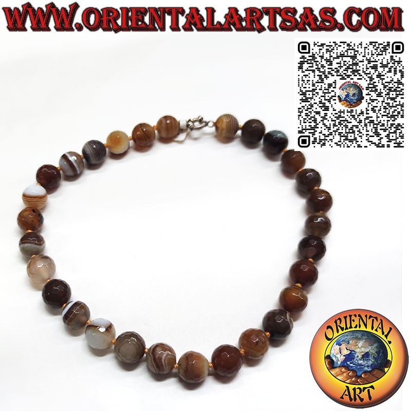 Ras-de-cou Agate Botswana, Perles 16mm Argent | Oriental Art