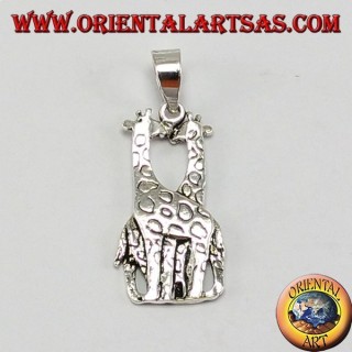 Silber Anhänger zwei Giraffen Küssen
