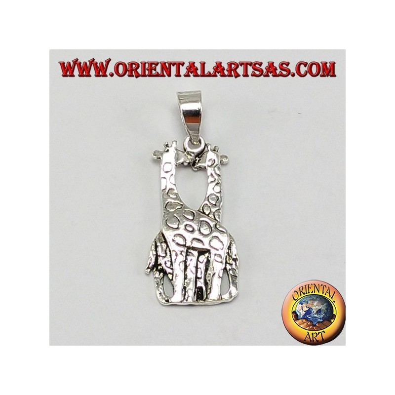 Pendentif argent deux girafes kissing