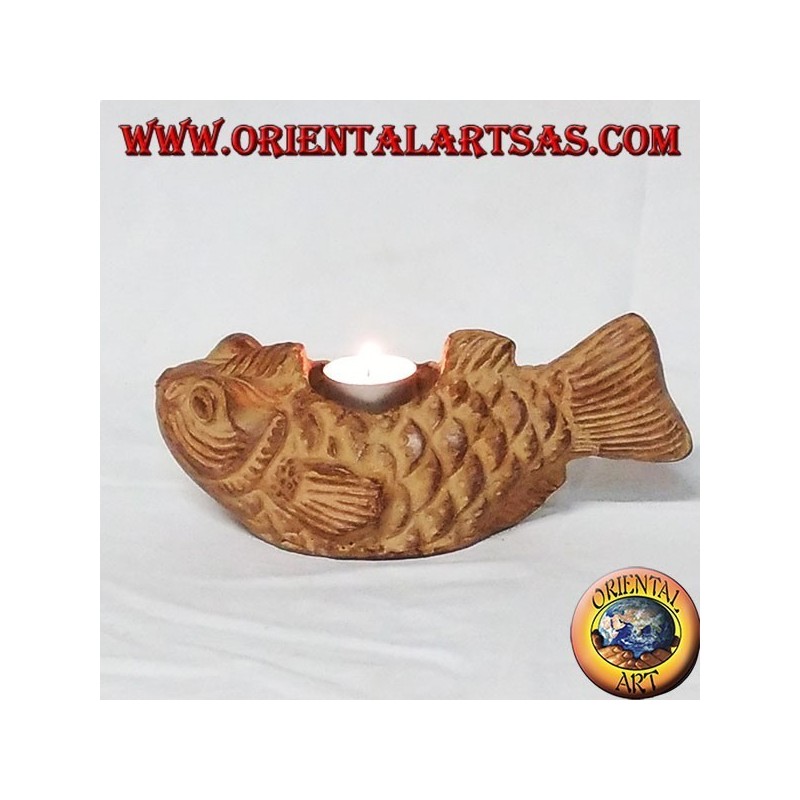 Kerzenständer Fisch in Terracotta