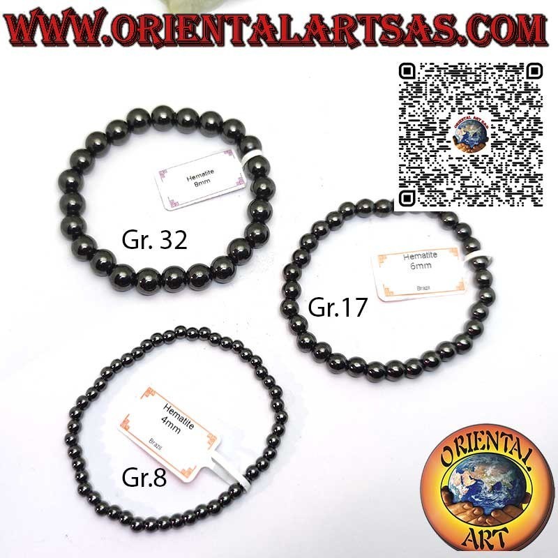 Bracciali di sfere di ematite naturale da 4 da 6 e da 8 mm (elastico)
