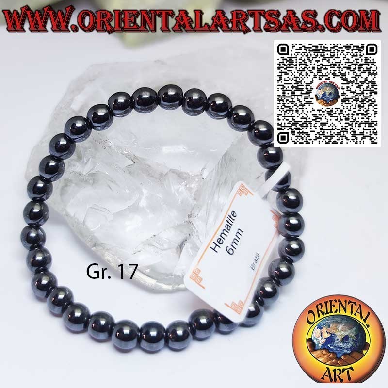 Elastisches Hämatit Kugelarmband Natur | 4, 6 & 8 mm
