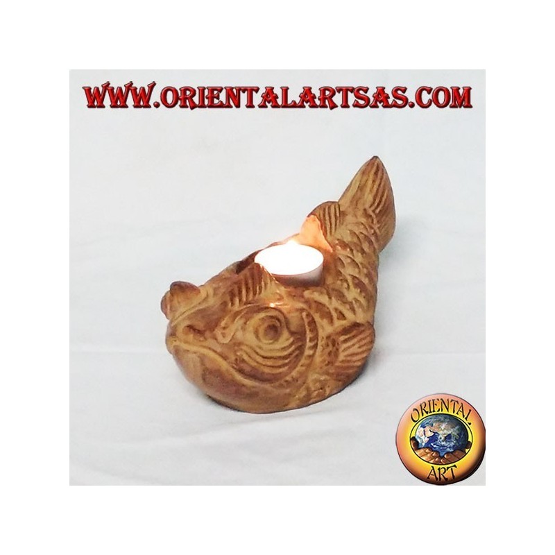 Kerzenständer Fisch in Terracotta